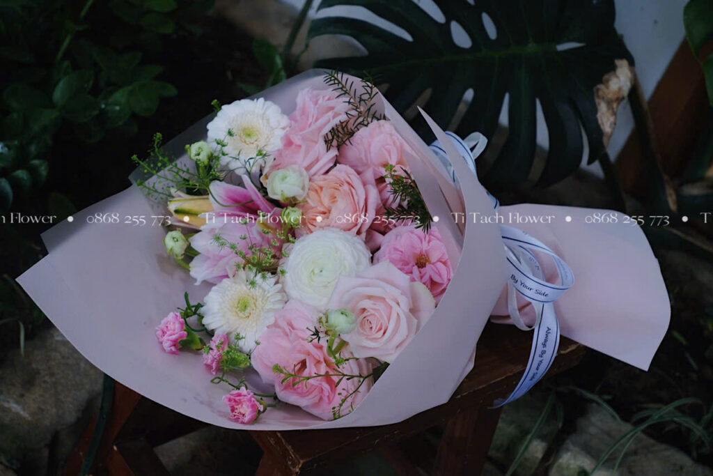 hoa bo tone hong mix nhieu loai